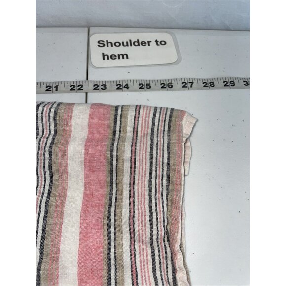 Talbots‎ 100% Linen Pink Stripe Tie Sleeve Coastal Lightweight Top XL Beach - Picture 6 of 8